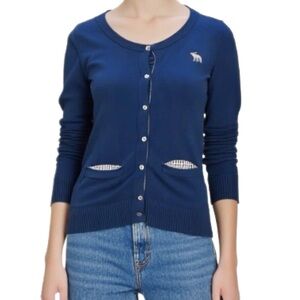 Abercrombie & Fitch Y2k Classic blue Cardigan with Gingham Pockets Size M